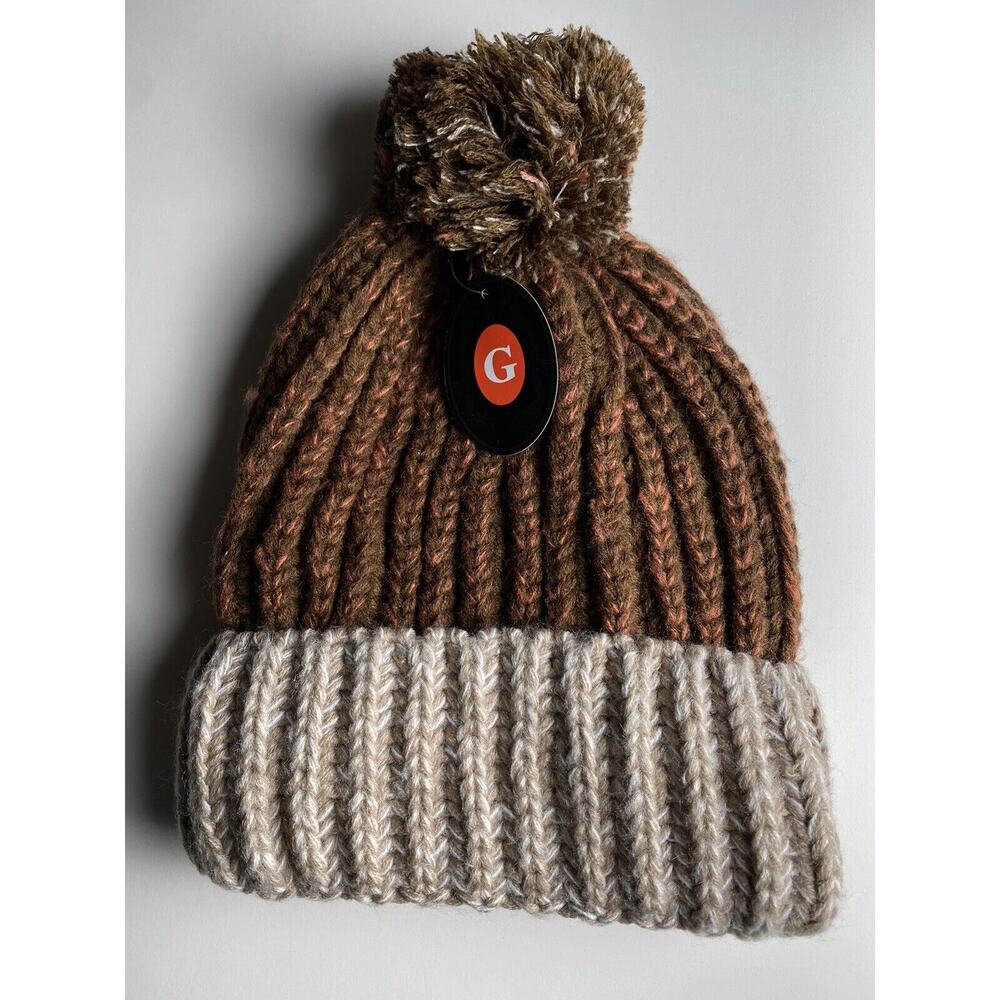 New Gelante Unisex Cable Knit Slouchy Winter Beanie Cap Hat Cinnamon/Beige